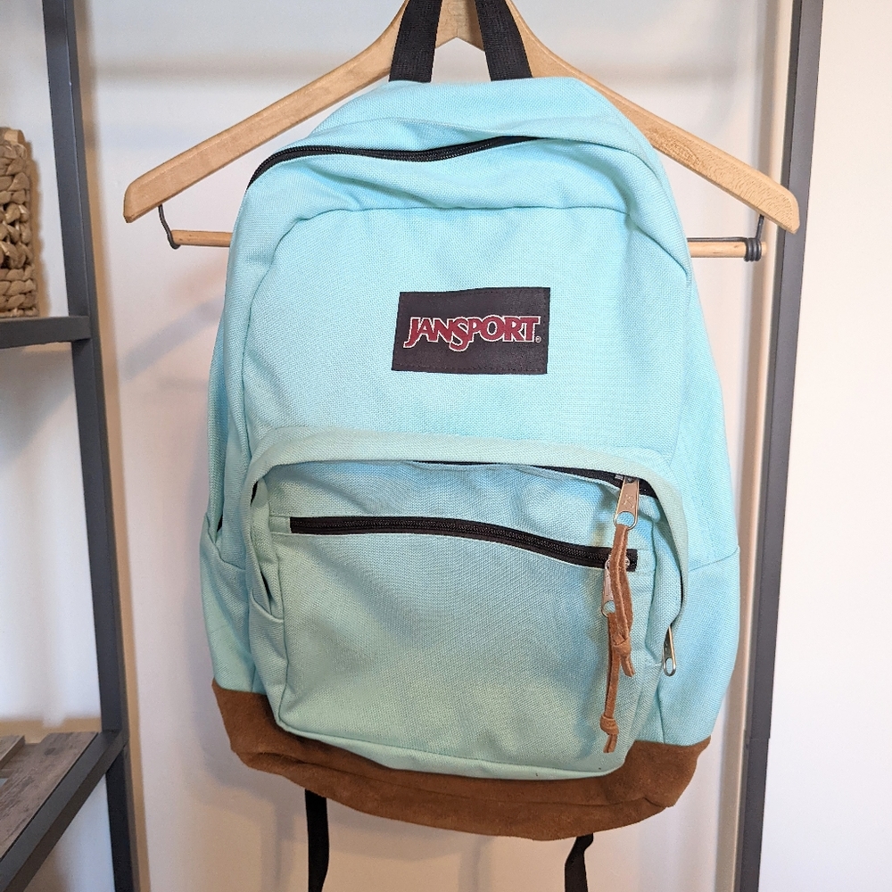 JANSPORT RIGHT PACK BACKPACK w/ Laptop Sleeve, Aqua, Very Lightly Used